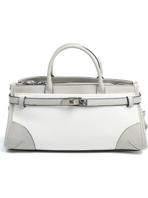 Silver & Polo Silver Polo Beyaz - A.Gri Düz Kadın El Çantası SP1260