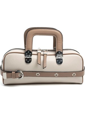 Silver & Polo Silver Polo SP1258 Kadın El Çantası Düz Bej-Latte