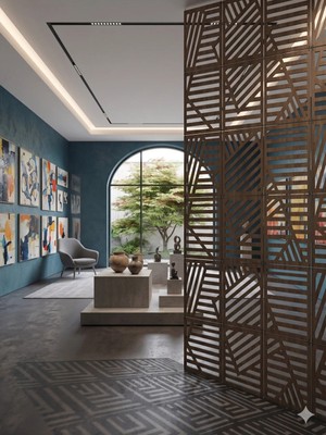 Wooddoom Lazer Kesim Paravan, Ahşap Separatör, Oda 4'lü Panel Levha MODEL20 40 x 40 cm