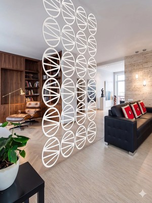 Wooddoom Lazer Kesim Paravan, Ahşap Separatör, Oda 4'lü Panel Levha MODEL10 40 x 40 cm