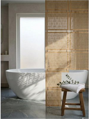 Wooddoom Lazer Kesim Paravan, Ahşap Separatör, Oda 4'lü Panel Levha MODEL07 40 x 40 cm