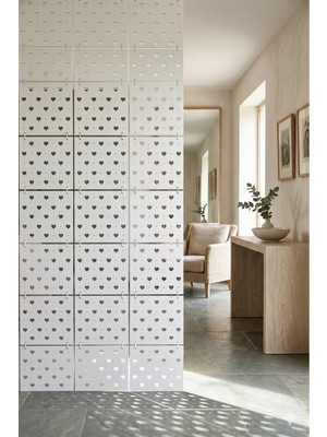 Wooddoom Lazer Kesim Paravan, Ahşap Separatör, Oda 4'lü Panel Levha MODEL09 40 x 40 cm