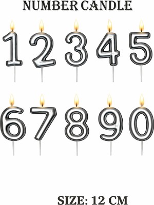 Bkmc Party Doğum Günü Pasta Mumu Yaş Mumu Rakamlı Mum Doğum Günü Mumu Sayı 12 cm Pasta Üstü  Mum