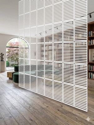 Wooddoom Lazer Kesim Paravan, Ahşap Separatör, Oda 4'lü Panel Levha MODEL15 40 x 40 cm