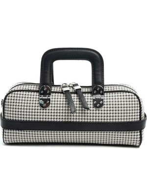 Silver & Polo Silver Polo Siyah - Siyah Kaz Ayağı Ekose Kadın El Çantası SP1258