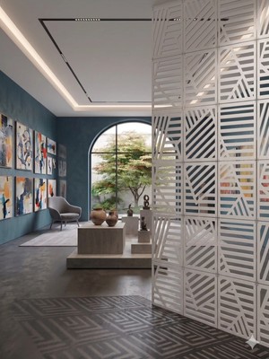 Wooddoom Lazer Kesim Paravan, Ahşap Separatör, Oda 4'lü Panel Levha MODEL20 40 x 40 cm