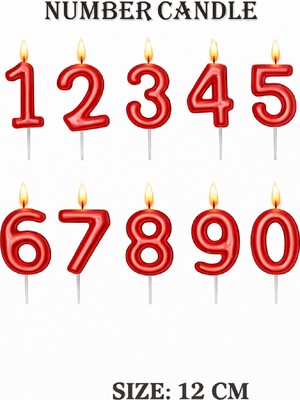 Bkmc Party Doğum Günü Pasta Mumu Yaş Mumu Rakamlı Mum Doğum Günü Mumu Sayı 12 cm Pasta Üstü  Mum