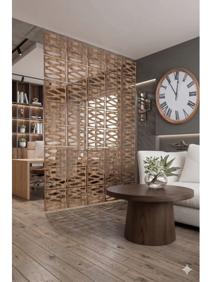 Wooddoom Lazer Kesim Paravan, Ahşap Separatör, Oda 4'lü Panel Levha MODEL26 40 x 40 cm
