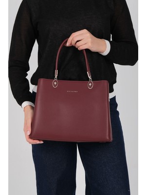 Silver & Polo Silver Polo SP1234 Kadın El Çantası Cilt Bordo-Bordo