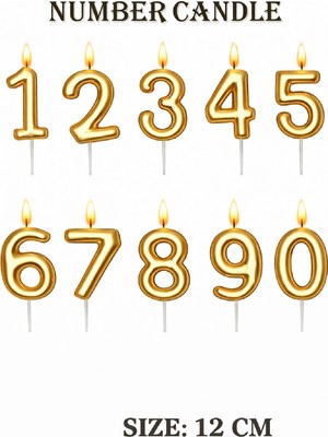 Bkmc Party Doğum Günü Pasta Mumu Yaş Mumu Rakamlı Mum Doğum Günü Mumu Sayı 12 cm Pasta Üstü  Mum