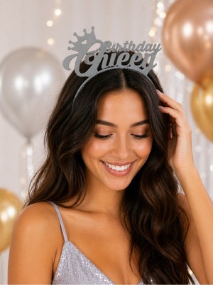 Bkmc Party Birthday Queen Taç – Mat Altın, Gümüş, Pembe, Lila Renk Seçenekli Doğum Günü Parti Tacı