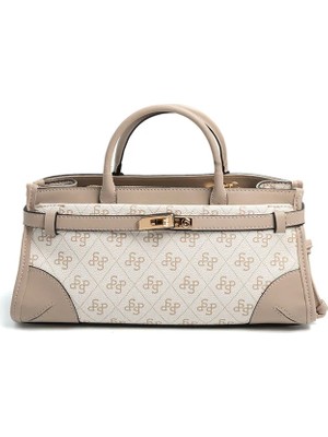 Silver & Polo Silver Polo SP1260 Kadın El Çantası Monogram Bej-Kum