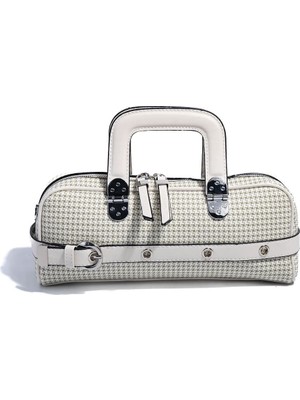 Silver & Polo Silver Polo Yeşil - Kemik Kaz Ayağı Ekose Kadın El Çantası SP1258