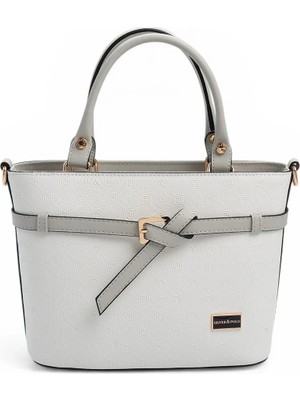 Silver & Polo Silver Polo Beyaz - A.Gri Logolu Kadın El Çantası SP1283