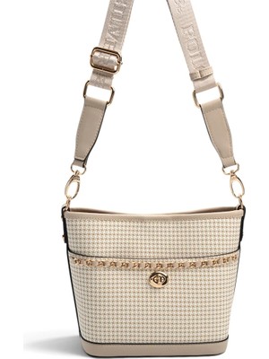 Silver & Polo Silver Polo Kum - Kum Beji Kaz Ayağı Ekose Kadın Omuz Çantası SP1284