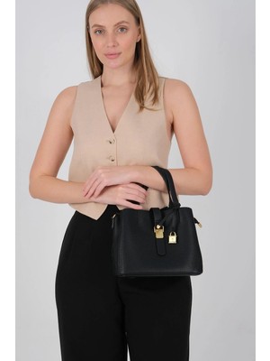 Silver & Polo Silver Polo Siyah - Siyah Mini Rolax Kadın Omuz Çantası SP1245
