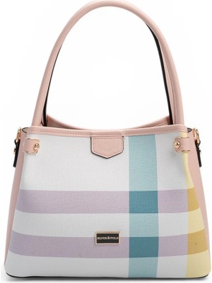 Silver & Polo Silver Polo Lila - Pembe Ekose Kadın El Çantası SP1254