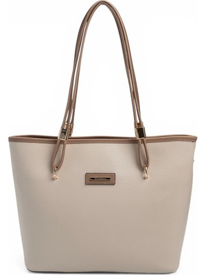 Silver & Polo Silver Polo Bej - Latte Düz Kadın Omuz Çantası SP1282