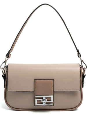 Silver & Polo Silver Polo Koyu Bej - Latte Düz Kadın Omuz Çantası SP1179