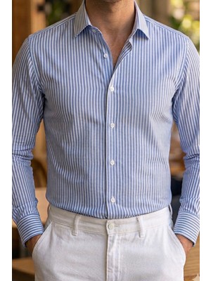 Rubens Çizgili Slim Fit Easy Care Waterproof Gömlek 23090