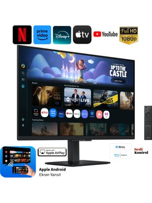 Samsung 32" Smart Monitör M7 Serisi 4K Ultra Hd Çözünürlüklü Va LED Panelli Tizen Os Netflix Youtube Disney+ Prime Video Önyüklü Microsoft 365 Entegrasyonlu Smartthings Hub Destekli Monitör Akıllı Tv