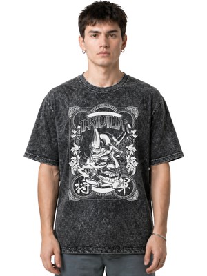 Sevbano Trivium Rock Metal Müzik Grubu Ön Baskılı Unisex Oversize Vintage Yıkamalı Tişört