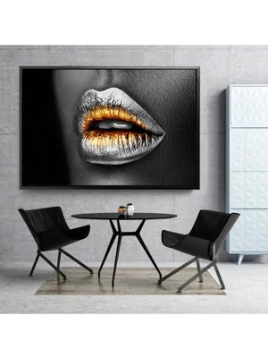 Şehzat Dekoratif Gray Lips Kanvas Tablo