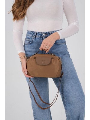 Silver & Polo Silver Polo SP1223 Kadın Çapraz Çanta Saten Tütün-Kahve