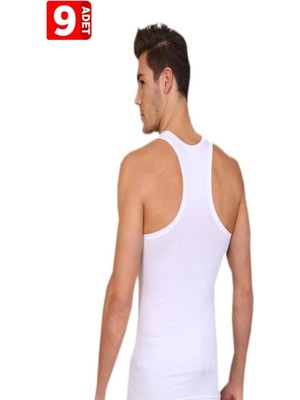 Berrak Erkek 9'lu Paket %100 Pamuk  Ribana Spor Atlet Beyaz %100 Pamuk