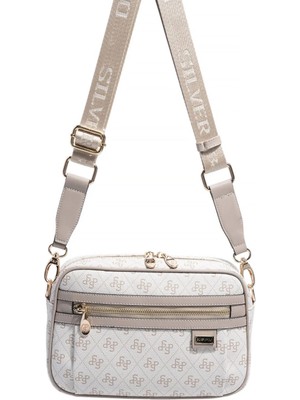 Silver & Polo Silver Polo SP1280 Kadın Çapraz Çanta Monogram Bej-Kum