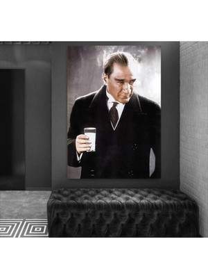 Şehzat Atatürk Rakı Içerken Kanvas Gülen Tablo