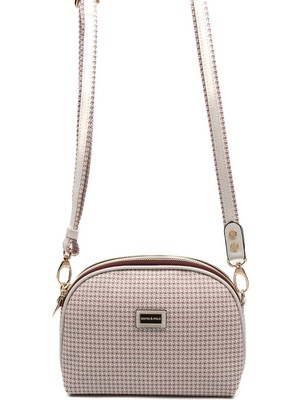 Silver & Polo Silver Polo Bordo - Kemik Kaz Ayağı Ekose Kadın Çapraz Çanta SP765