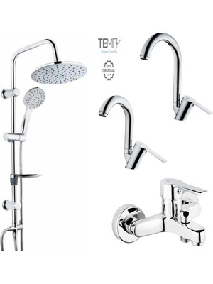Tema Flora Banyo-Lavabo-Mutfak Bataryası ve Raın Tondo Duş Sistemi