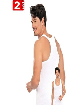 Tutku Erkek Beyaz Sporcu Rambo Atlet  2'li Paket %100 Pamuk