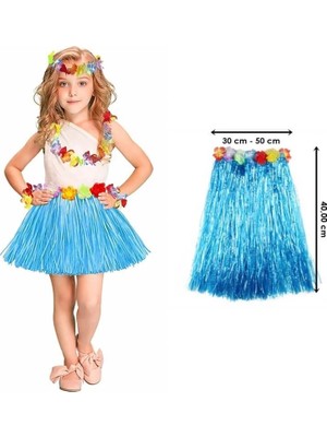 VeraGlobe Buğz Hawaii Hula Eteği Mavi Renk 40 cm