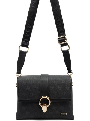 Silver & Polo Silver Polo SP1275 Kadın Çapraz Çanta Monogram Siyah-Siyah