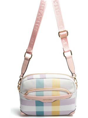 Silver & Polo Silver Polo SP1201 Kadın Çapraz Çanta Ekose Lila-Pembe