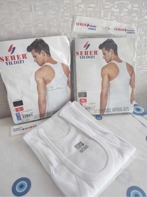 Seher Yıldızı Erkek Ribana Spor Atlet Nefes Alabilir Pamuk Polyester Karışımı Materyal ile Konforlu Kullanım
