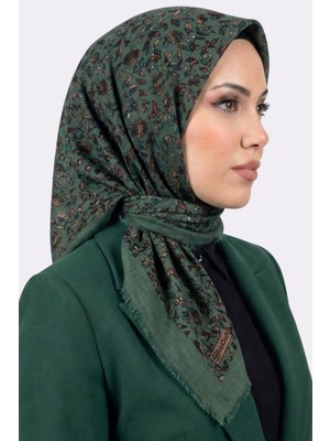 Hadiora Kadın Mint Çiçek Desen Flamlı Eşarp