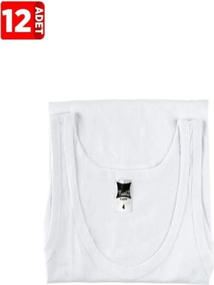 Tutku Erkek Çocuk Beyaz Ribana Atlet %100 Pamuk 12'li Paket