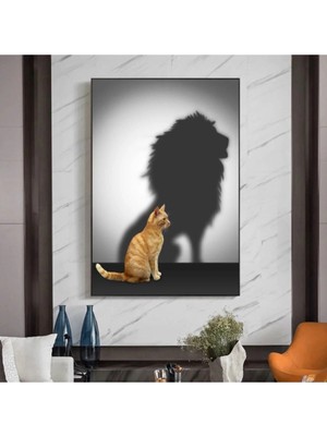 Şehzat Dekoratif Cat Kıng Kanvas Tablo
