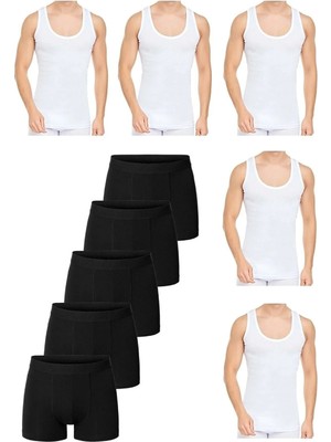 Marjinal Tekstil 10 Parça Atlet ve Boxer Takımı Ekonomik Paket 5 Boxer 5 Atlet