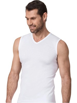 Namaldı Kuzey Underwear Namaldi 118 Rib Erkek Body V Yaka Beyaz Atlet (3'lü)