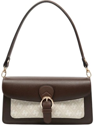 Silver & Polo Silver Polo Kahve - M178 Taş - Kahve Düz Kadın Omuz Çantası SP1279