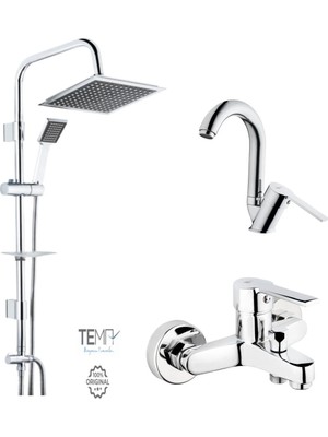 Tema Flora Banyo-Lavabo Bataryası ve Raın Quadro Duş Sistemi