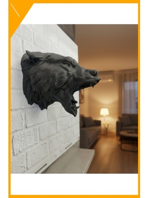 Esplendor 3D Siyah Ayı Başı Duvar Süsü Özel Tasarım Dekoratif Heykel 25X19 cm