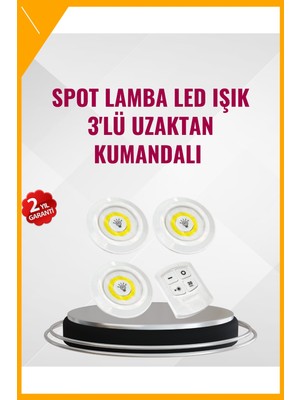 Esplendor 3 Lü Pilli Kablosuz LED Spot Lamba Seti Kumandalı Kolay Montaj Aydınlatma