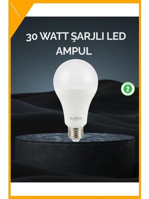 Esplendor Şarjlı LED Ampul 30 Watt Soğuk Beyaz