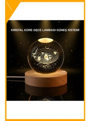 Esplendor LED Işıklı Kristal Küre Ahşap Standlı Dekoratif Gezegen Model