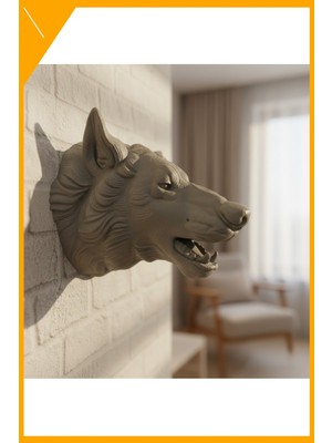 Esplendor Gri Kurt Duvar Biblosu Güçlü Detaylı Dekoratif Tasarım 25X19 cm